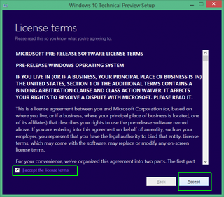 win10 accept terms