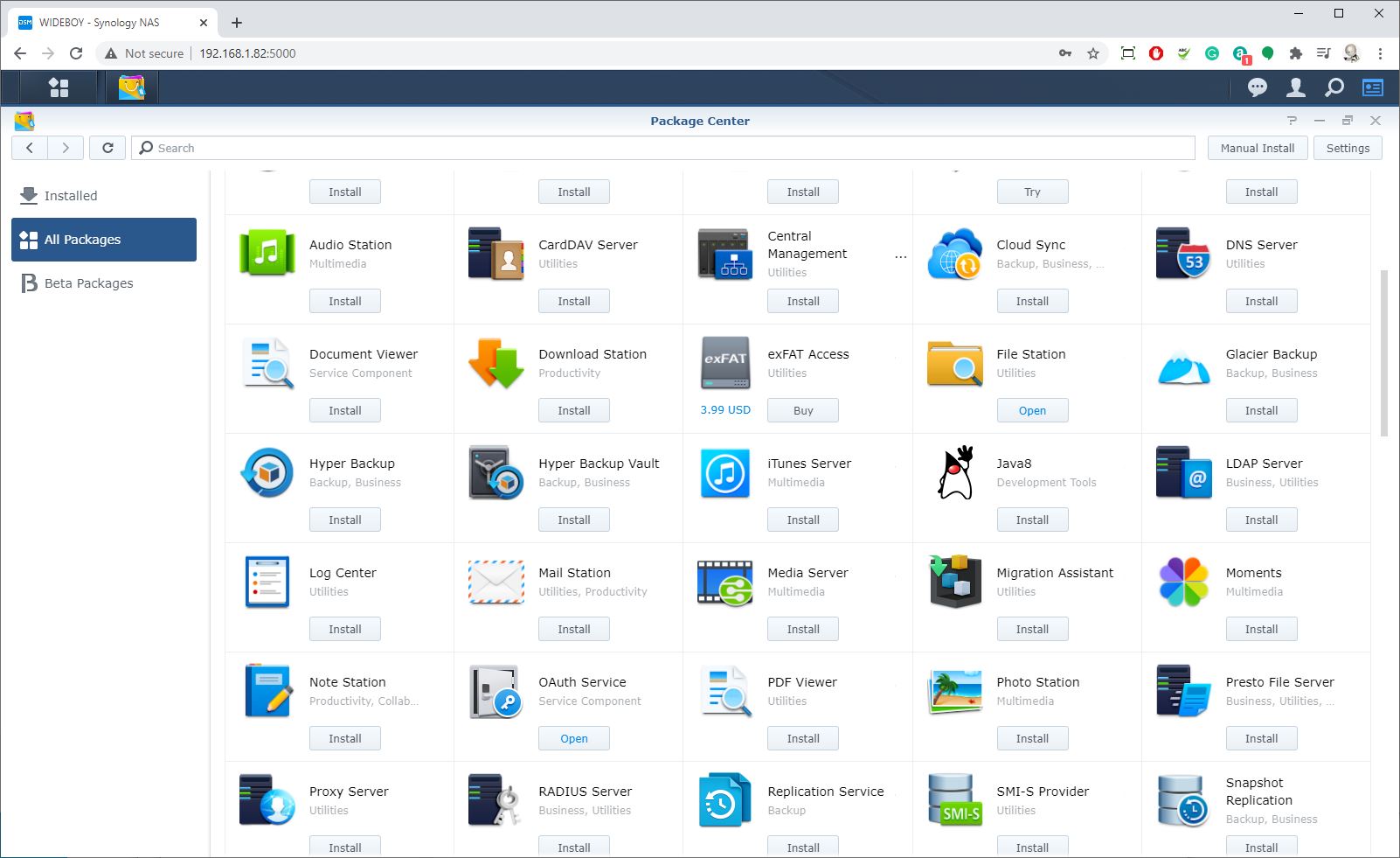 Synology DSM interface