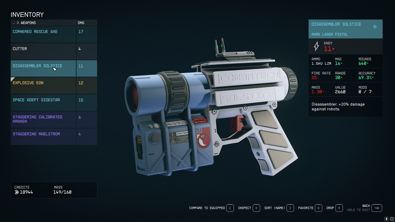 Starfield weapon tiers