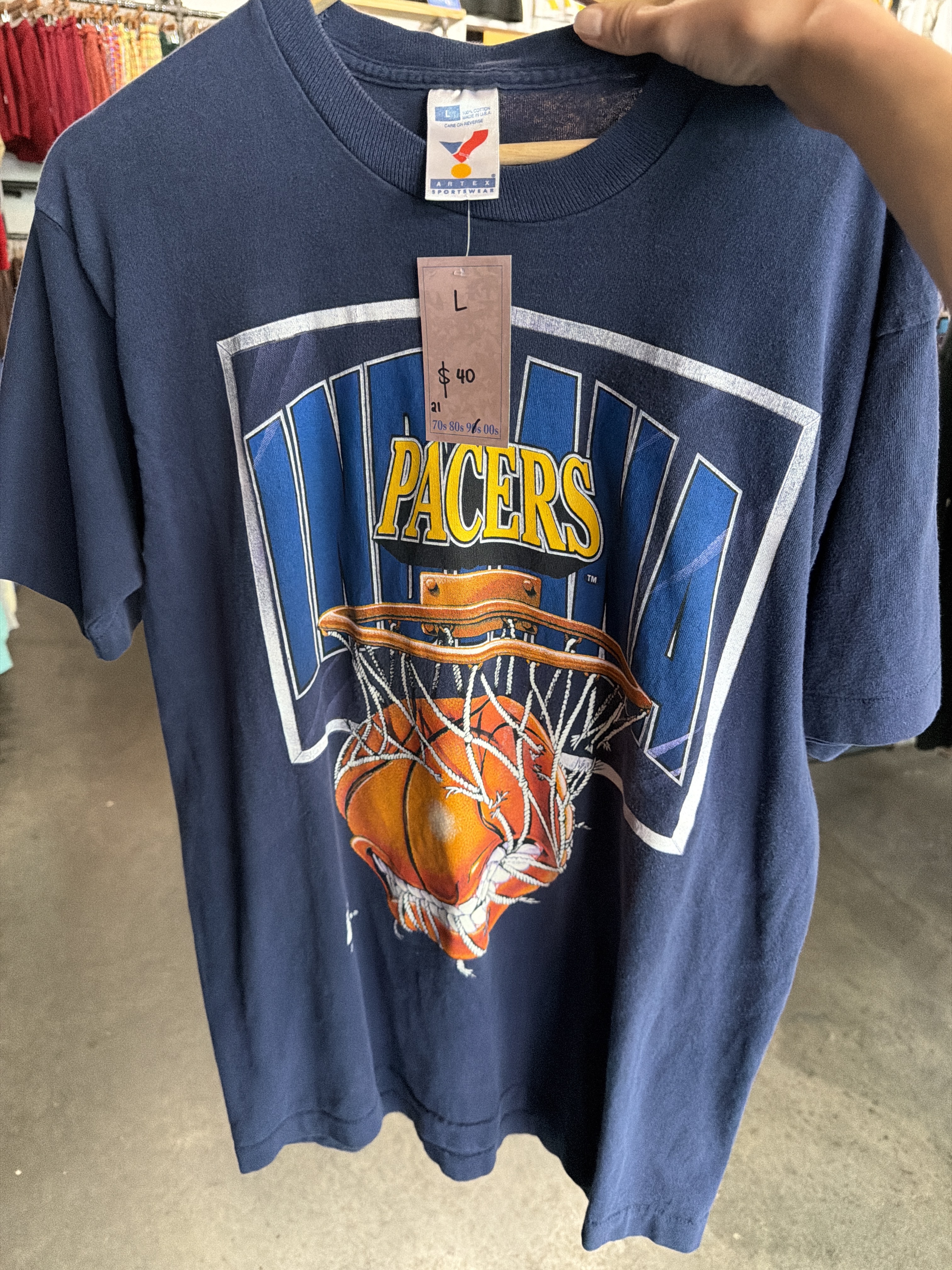 A photo of a vintage Indiana Pacers T-shirt at Vintage Kulture.