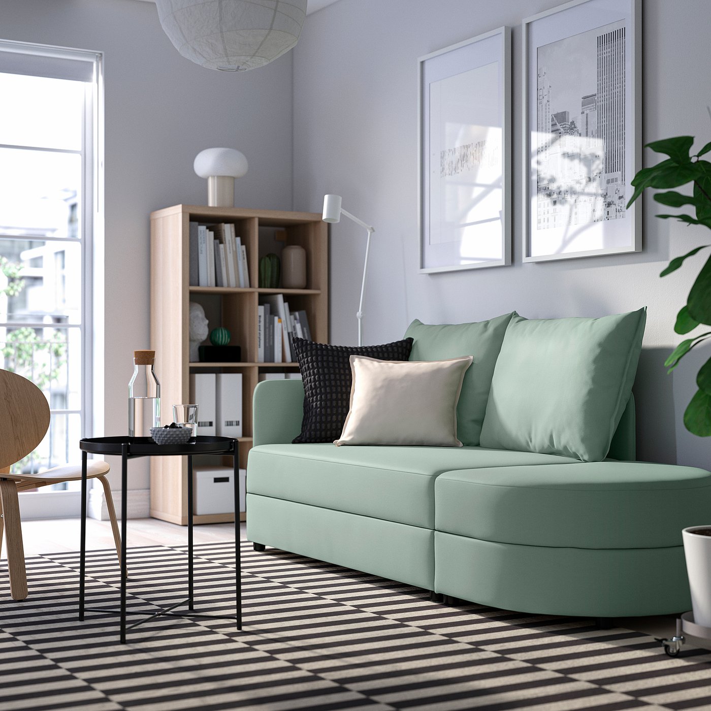Lind&amp;Aring;kra 2-Seat Sofa-Bed - Vissle Light Grey-Green