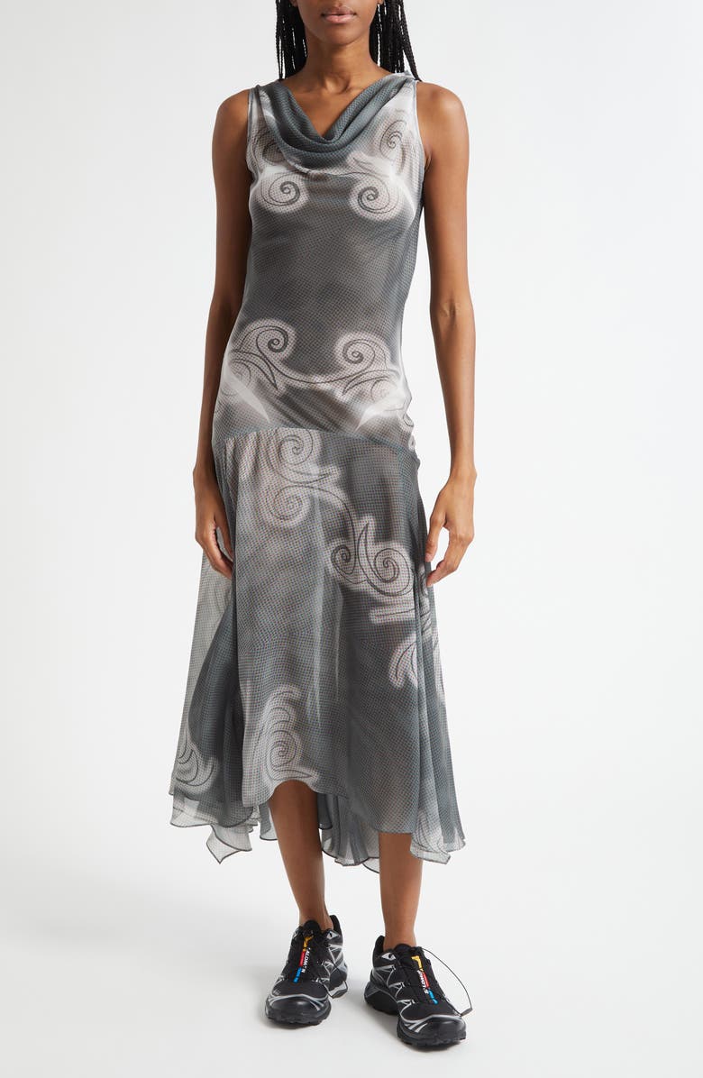 Sleeveless Bias Cut Chiffon Maxi Dress