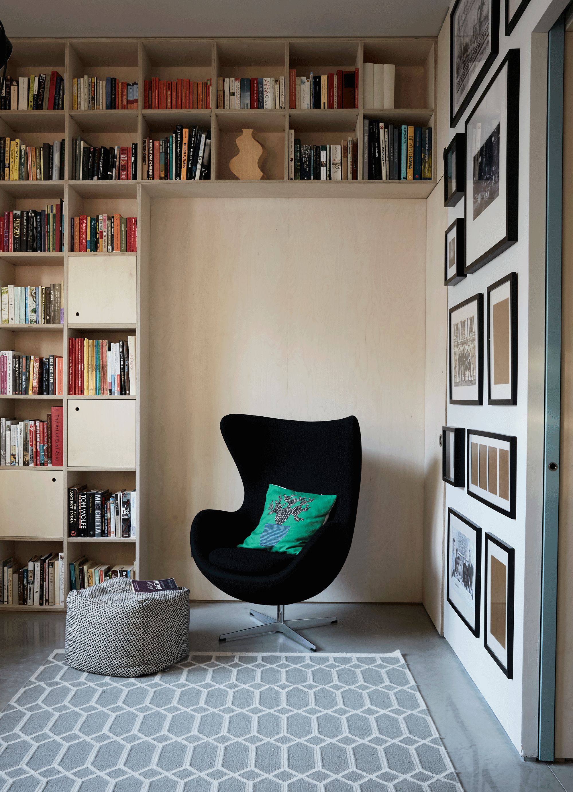 reading corner with egg chair