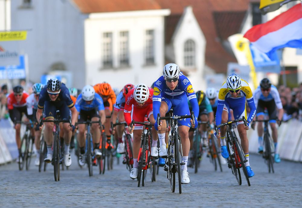 Fabio Jakobsen (Quick-Step Floors) on is way to winning the 2018 Nokere Koerse