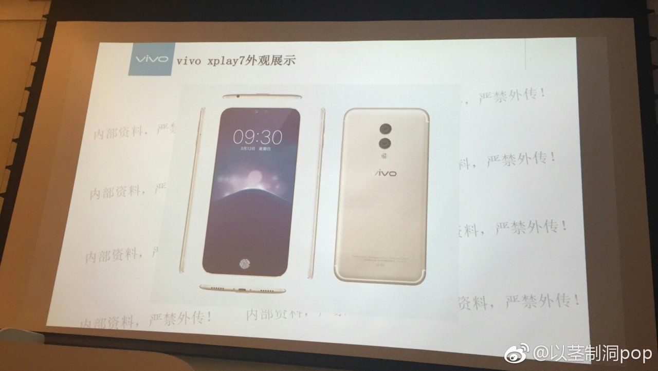 A leaked slide said to be from a Vivo presentation, showing the Xplay 7 (credit: Weibo)