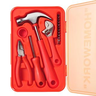 orange coloured tool kit with white background