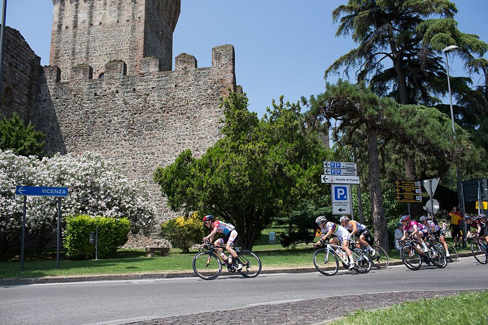 Christine Majerus (LUX) of Boels-Dolmans Cycling Team leads the charge to the intermediate sprint in the town of Este during the Giro Rosa 2016 - Stage 3