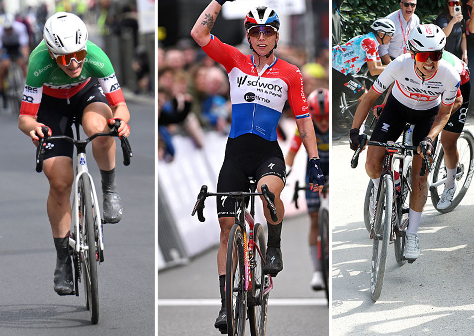 Composite image of Elisa Longo Borghini, Lorena Wiebes and Kasia Niewiadoma