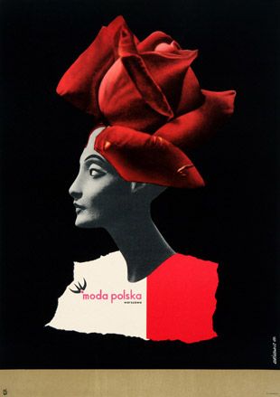 ’Polish Fashion’ - a poster promoting a new Polish fashion chain in Warsaw, by Roman Cieslewicz, 1959.