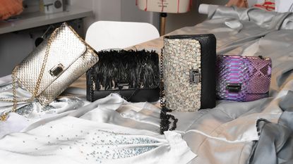 Julien Fournié's handbags in the atelier during Julien Fournié's Haute Couture website launch on December 01, 2020 in Paris, France.