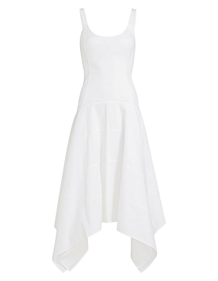 Azeeza, Azeeza, Ayesha Poplin Cotton Midi-Dress, Large, White