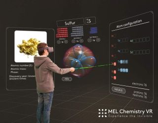 Student using MEL Chemisty VR atom configuration 