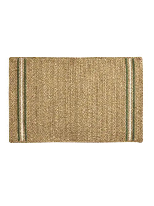 Green Striped Woven Accent Rug