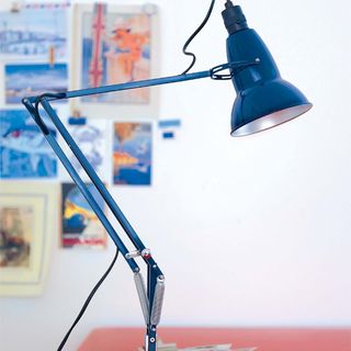 room with lamp and white wall