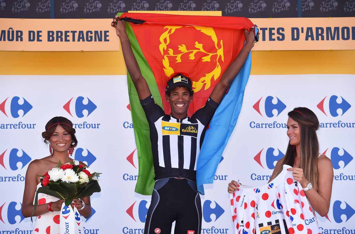 Daniel Teklehaimanot made history at the 2015 Tour de France and didn't shy away from celebrating his pride at having done so