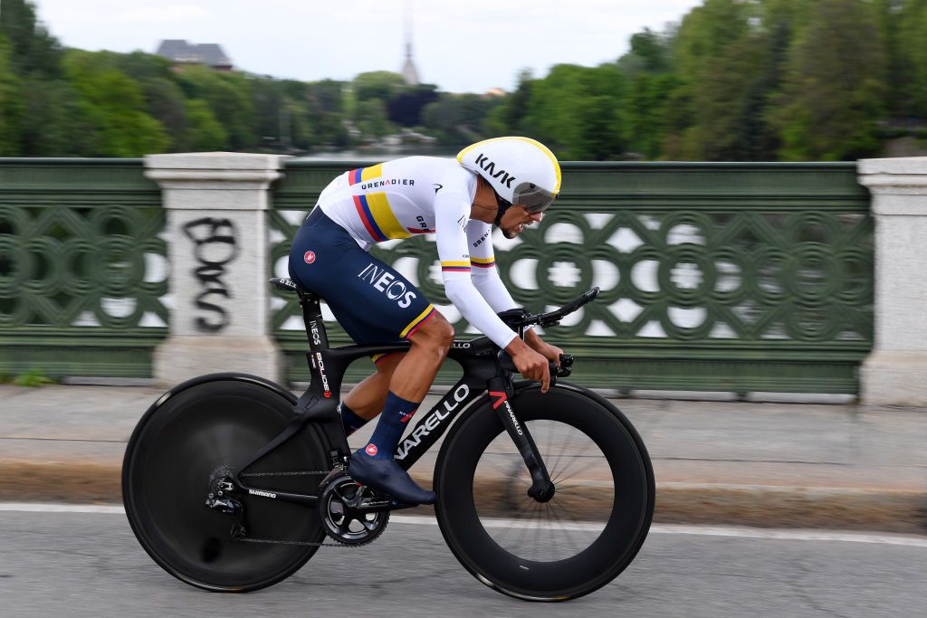TURIN ITALY MAY 08 Daniel Felipe Martinez Poveda of Colombia and Team INEOS Grenadiers during the 104th Giro dItalia 2021 Stage 1 a 86km Individual Time Trial stage from Torino to Torino ITT girodiitalia Giro on May 08 2021 in Turin Italy Photo by Tim de WaeleGetty Images