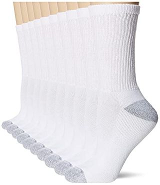 Hanes Womens Value Pack, Crew Soft Moisture-Wicking Socks, Available 10 and 14-Packs Fashion-Liner-Socks, White - 10 Pack, 5-9 Us