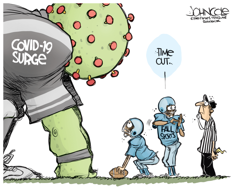 Editorial Cartoon U.S. sports football NFL coronavirus surge