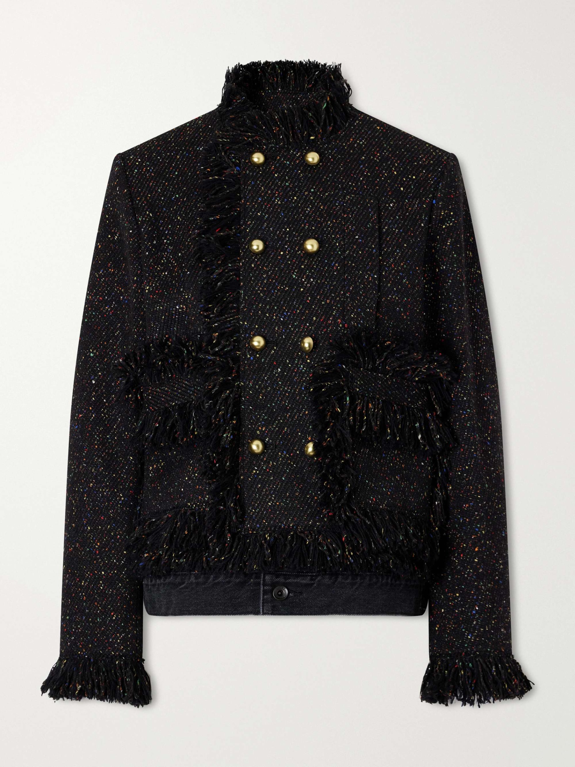 Wool-Blend Tweed Boucl&amp;eacute; and Denim Jacket