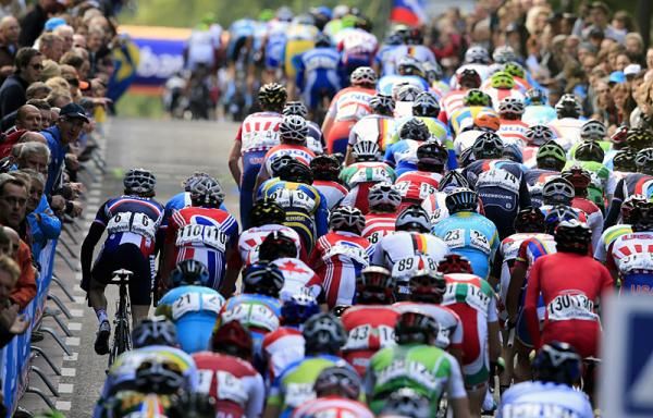 The peloton in action during the U23 men's road race world championship.