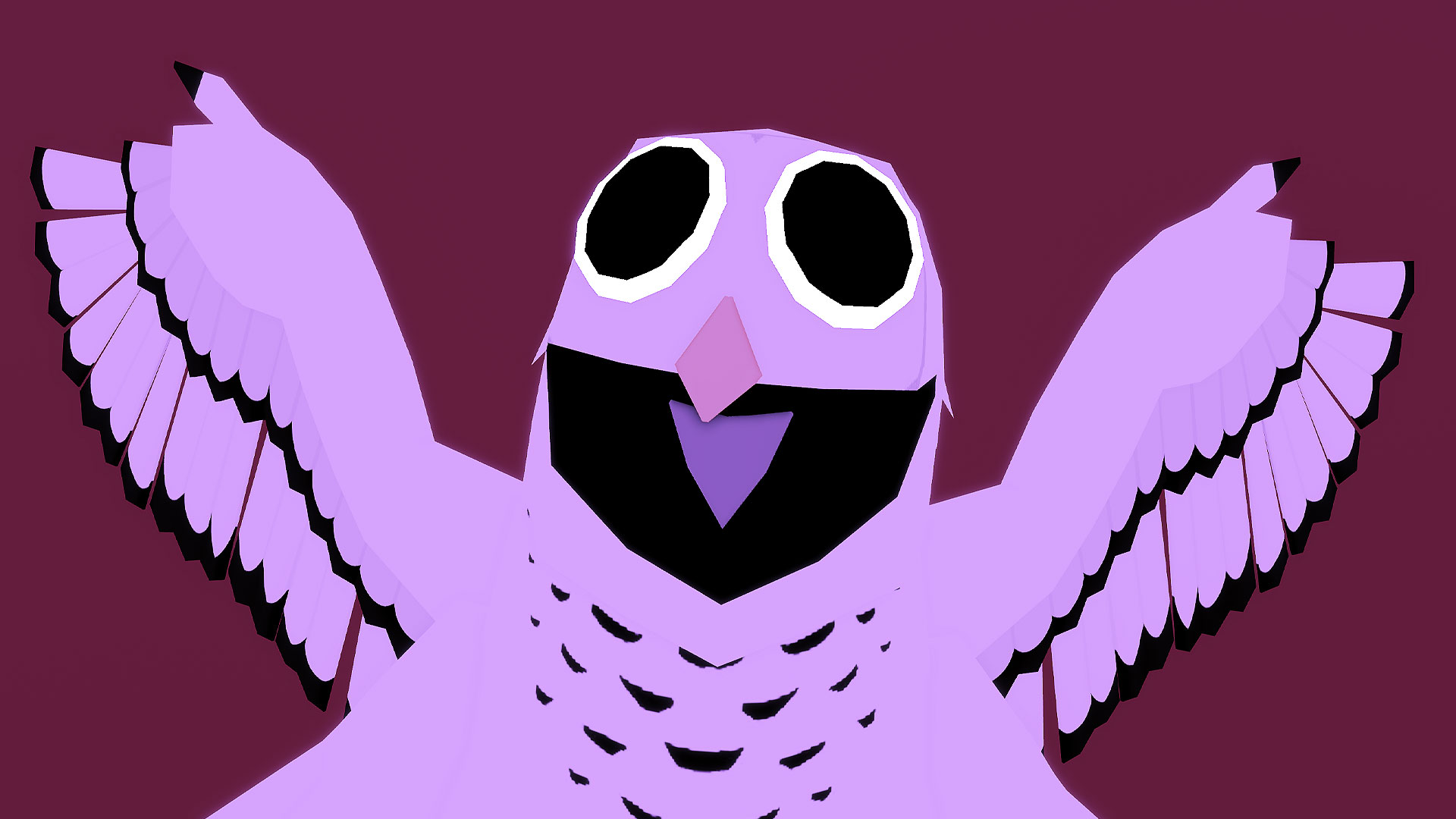 A close-up of the 99 Nights in the Forest Owl after it kills the player.