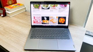 Lenovo Slim 7 review unit on a desk