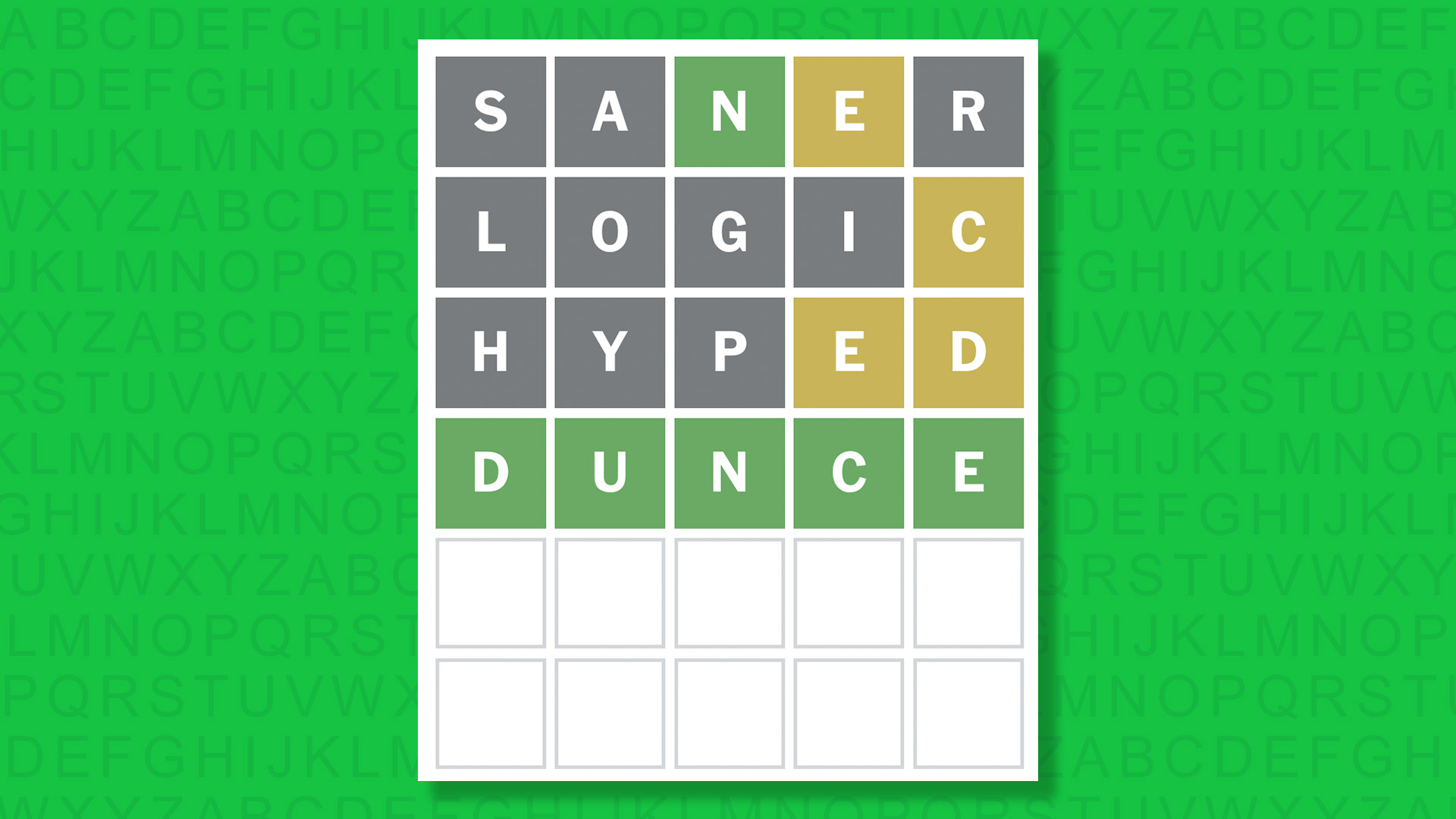 NYT Wordle answer for game 1944 on a green background