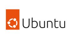 Ubuntu logo and branding imposed over a white background.