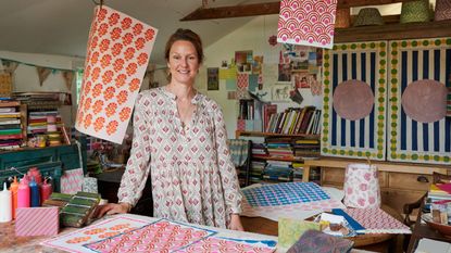 Molly Mahon in her pattern studio
