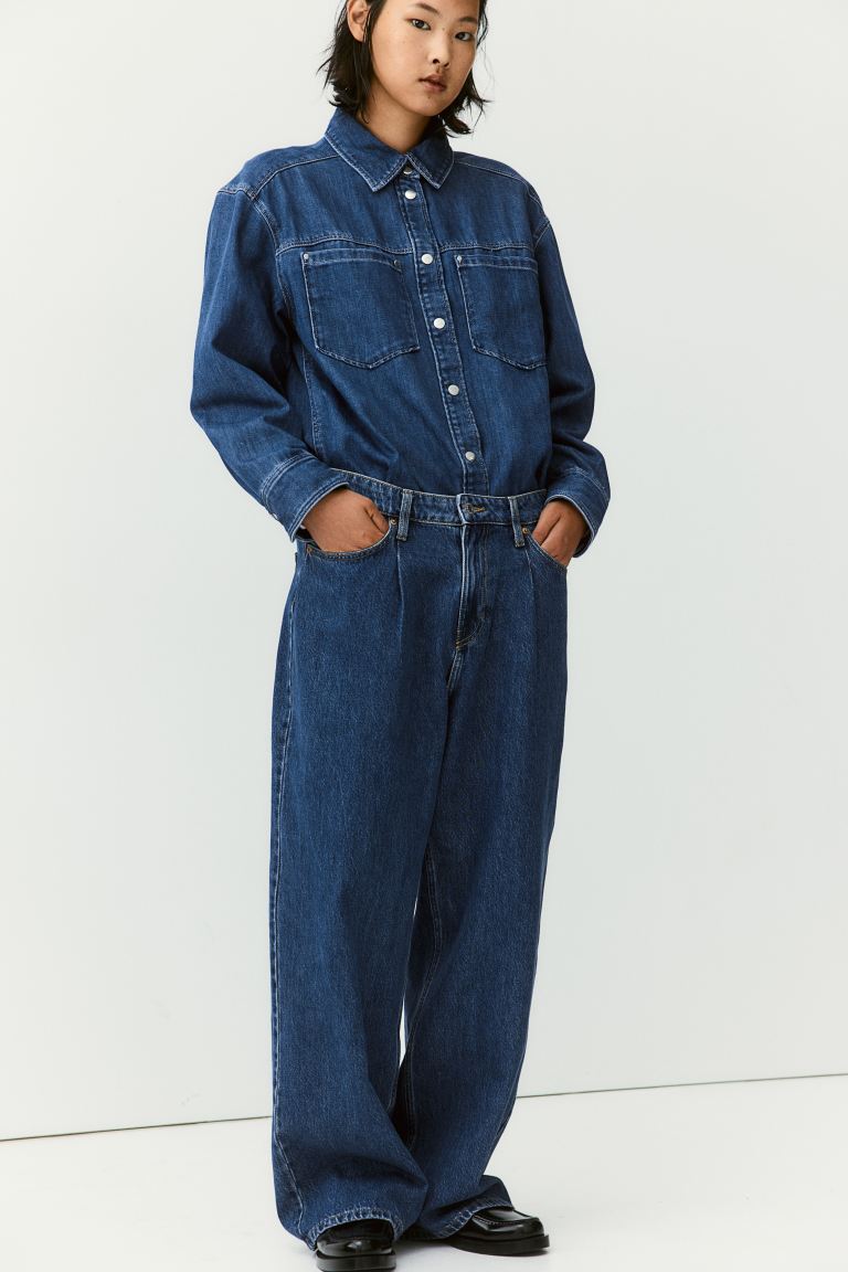 Wide-Leg Denim Pants