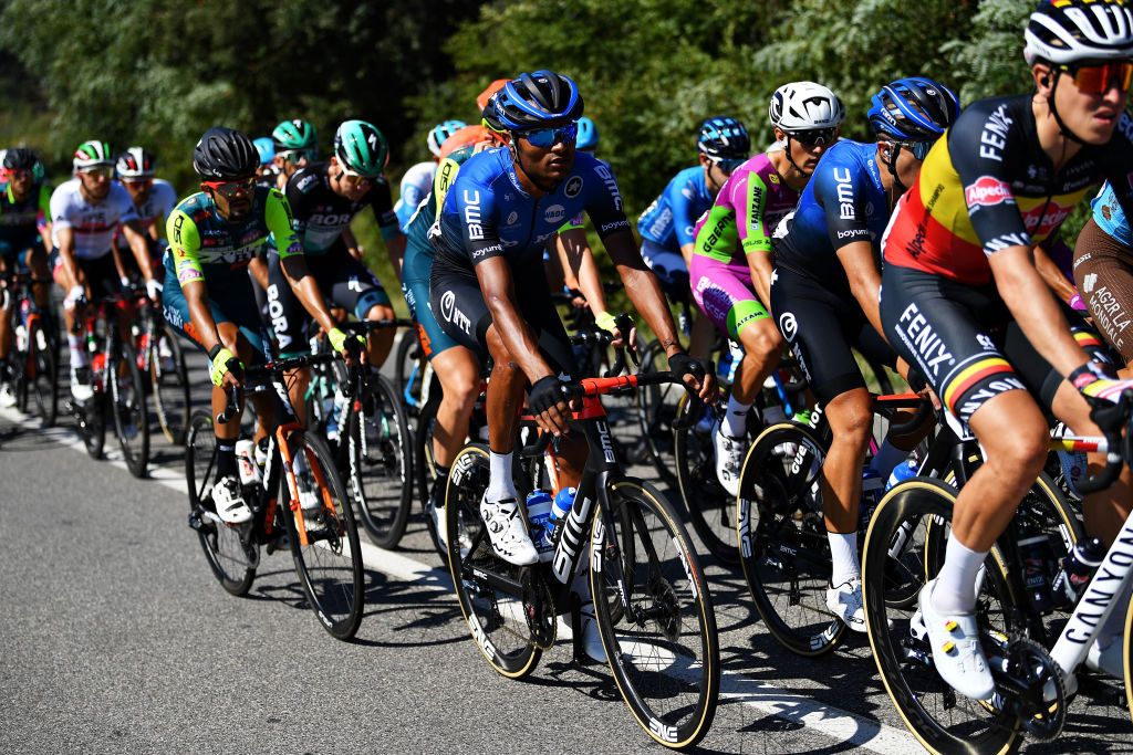FOLLONICA ITALY SEPTEMBER 08 Amanuel Gebreigzabhier of Eritrea and Team NTT Pro Cycling during the 55th TirrenoAdriatico 2020 Stage 2 a 201km stage from Camaiore to Follonica TirrenAdriatico on September 08 2020 in Follonica Italy Photo by Justin SetterfieldGetty Images