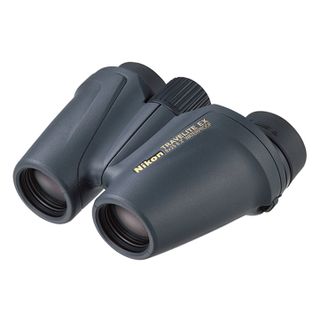 Stock image of Nikon travelite ex 8x25 binoculars on a white background