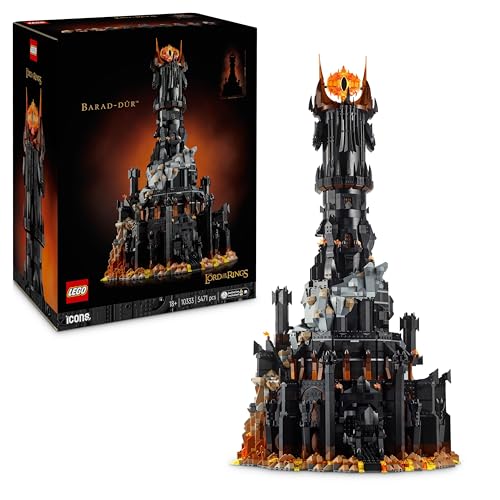 Lego Icons the Lord of the Rings: Barad-D&amp;ucirc;r Model, Movie Memorabilia Building Set for Adults, Gift Idea for Men &amp;amp; Women, Includes Sauron, Gothmog, Orc, Frodo, Sam and Gollum Minifigures 10333
