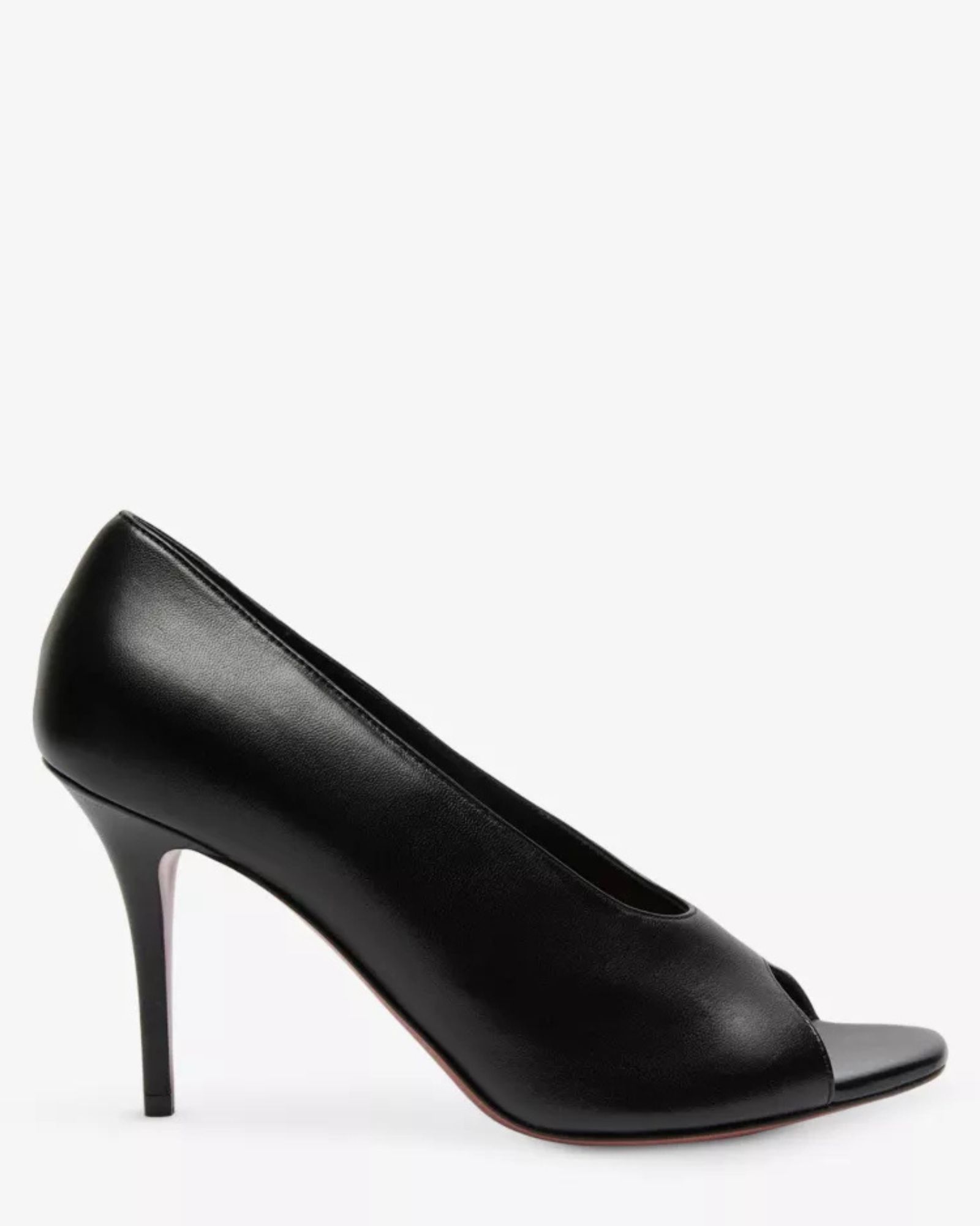 Amina Muaddi Julianne Peep-Toe Leather Pumps