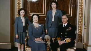 The royal family at Buckingham Palace, May 1942. From left to right, Princess Elizabeth, Queen Elizabeth
