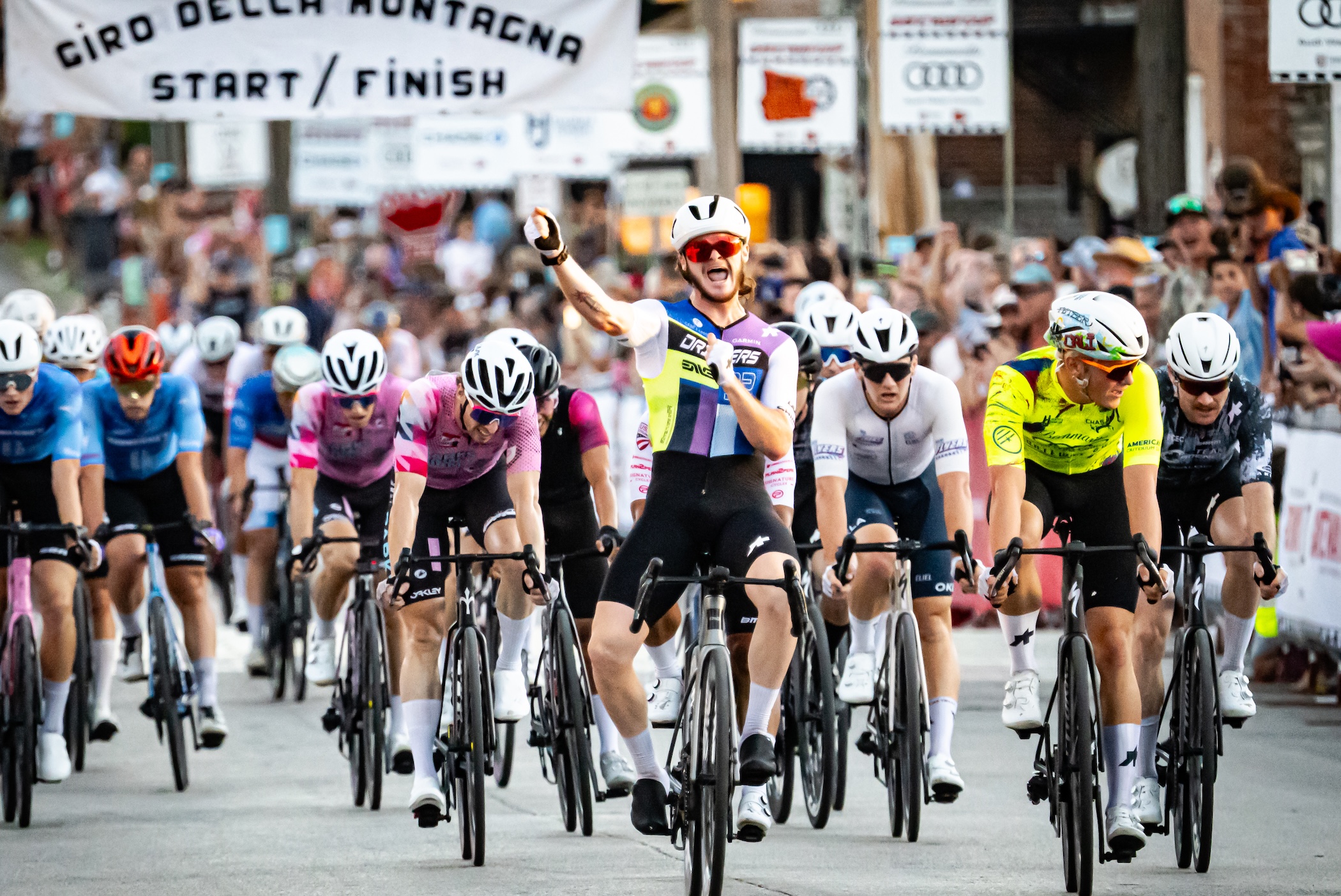 Preston Eye (Clif Family Drifters) wins the Giro Della Montagna in front of friends and family