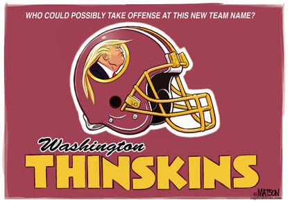 Political Cartoon U.S. Trump Redskins name change