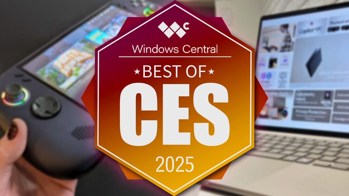 Lenovo Legion Go S and ASUS Zenbook A14 with &#039;Best of CES 2025&#039; award logo for Windows Central