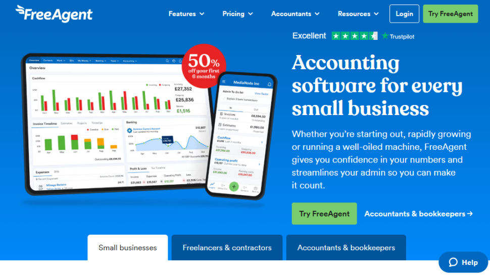 Freeagent website screenshot (May2025)
