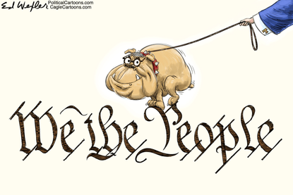 Political Cartoon U.S. Barr Trump Constitution DOJ