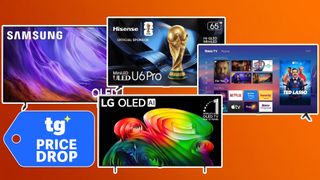 Collage of TVs on sale for Labor Day