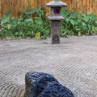 raked gravel japanese inspired zen garden