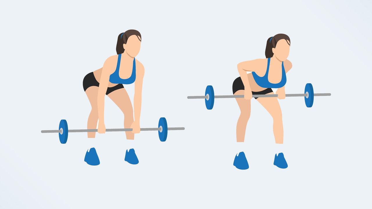 an illo of a woman doing a bent over row