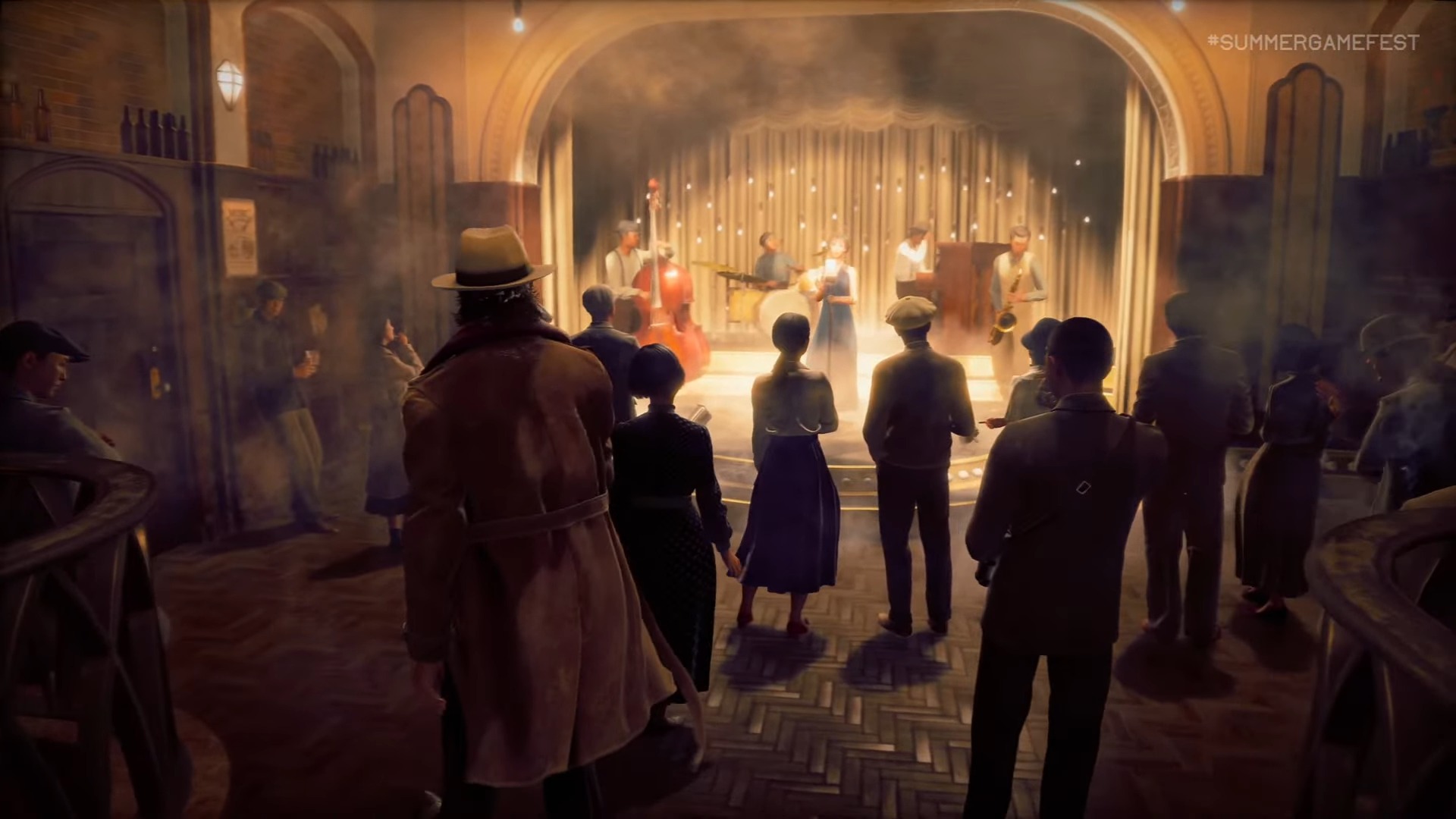 Screenshot in Stranger than Heaven of showing the player walking from a dazzling show room concert.