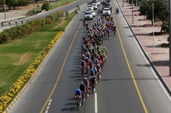 The peloton tackles the roads of Oman