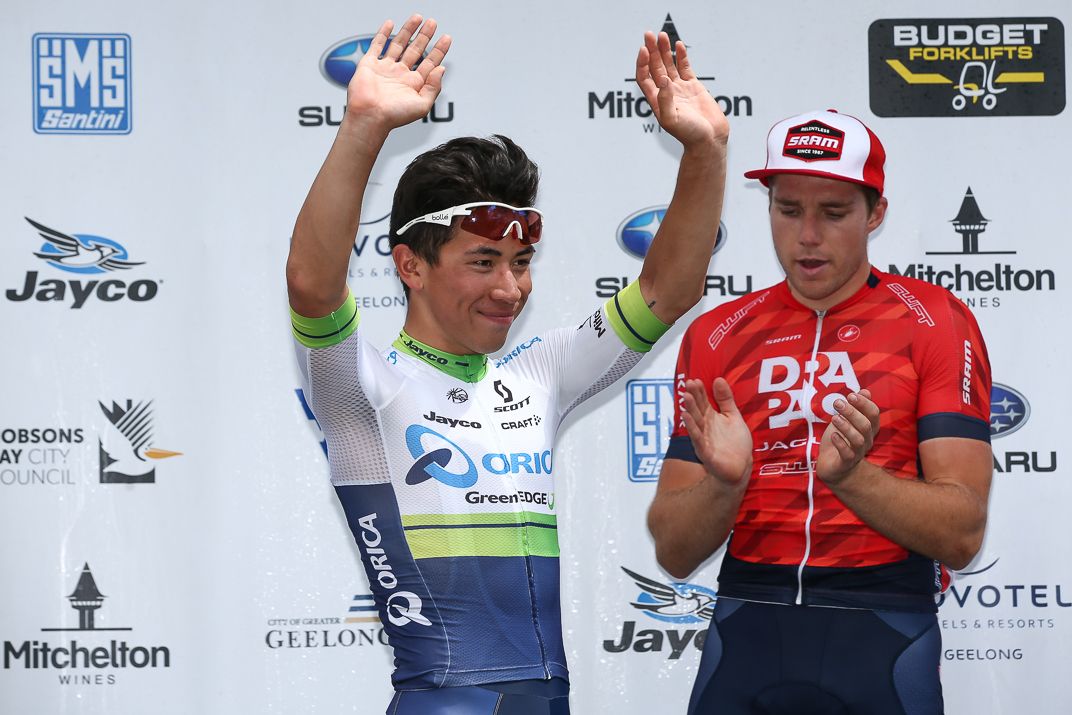 Caleb Ewan on the podium