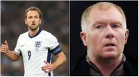 MANCHESTER, ENGLAND - NOVEMBER 07: TNT Sports pundit Paul Scholes during the UEFA Europa League 2024/25 League Phase MD4 match between Manchester United and PAOK FC at Old Trafford on November 07, 2024 in Manchester, England. (Photo by James Gill - Danehouse/Getty Images) Harry Kane in an England shirt