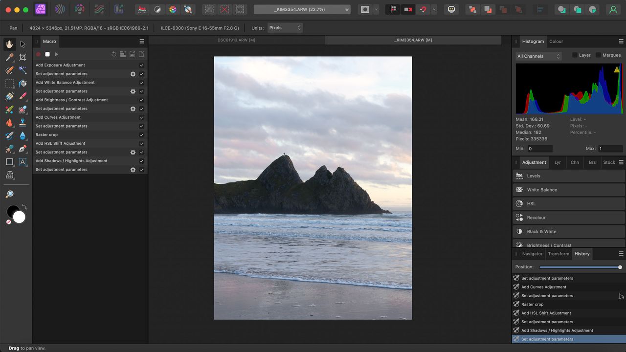 Macro being recorded in Affinity Photo 2