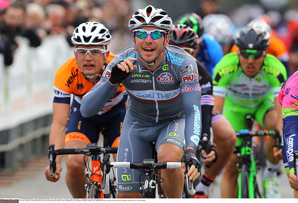 Manuel Belletti (Southeast) wins the bunch sprint at G.P. Costa degli Etruschi