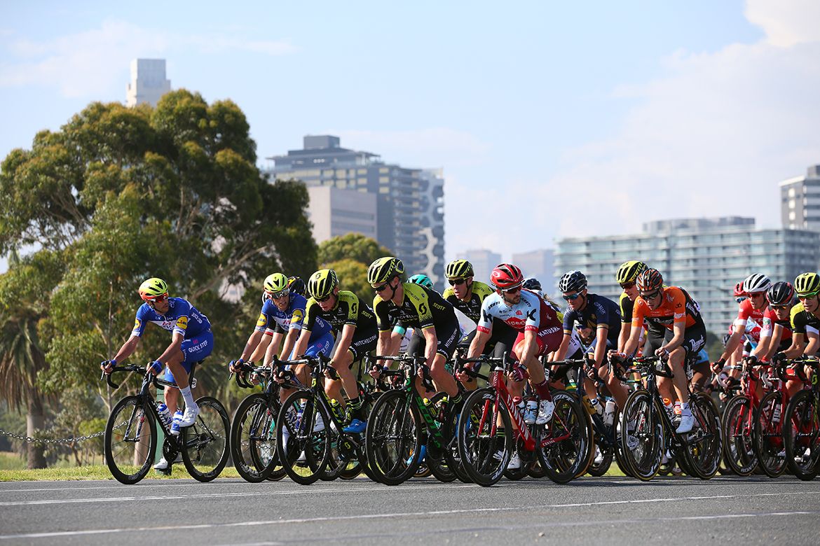 The riders keeping a close eye on each other
